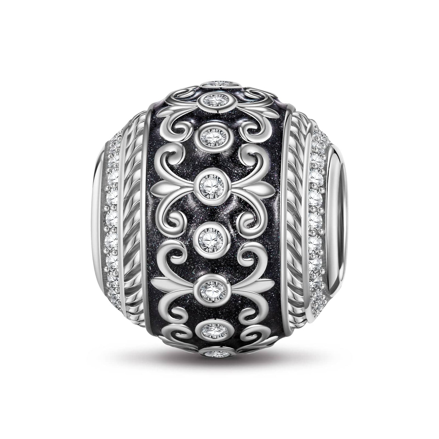 XL Size Glory Tarnish-resistant Silver Charms With Enamel In White Gold Plated For Men