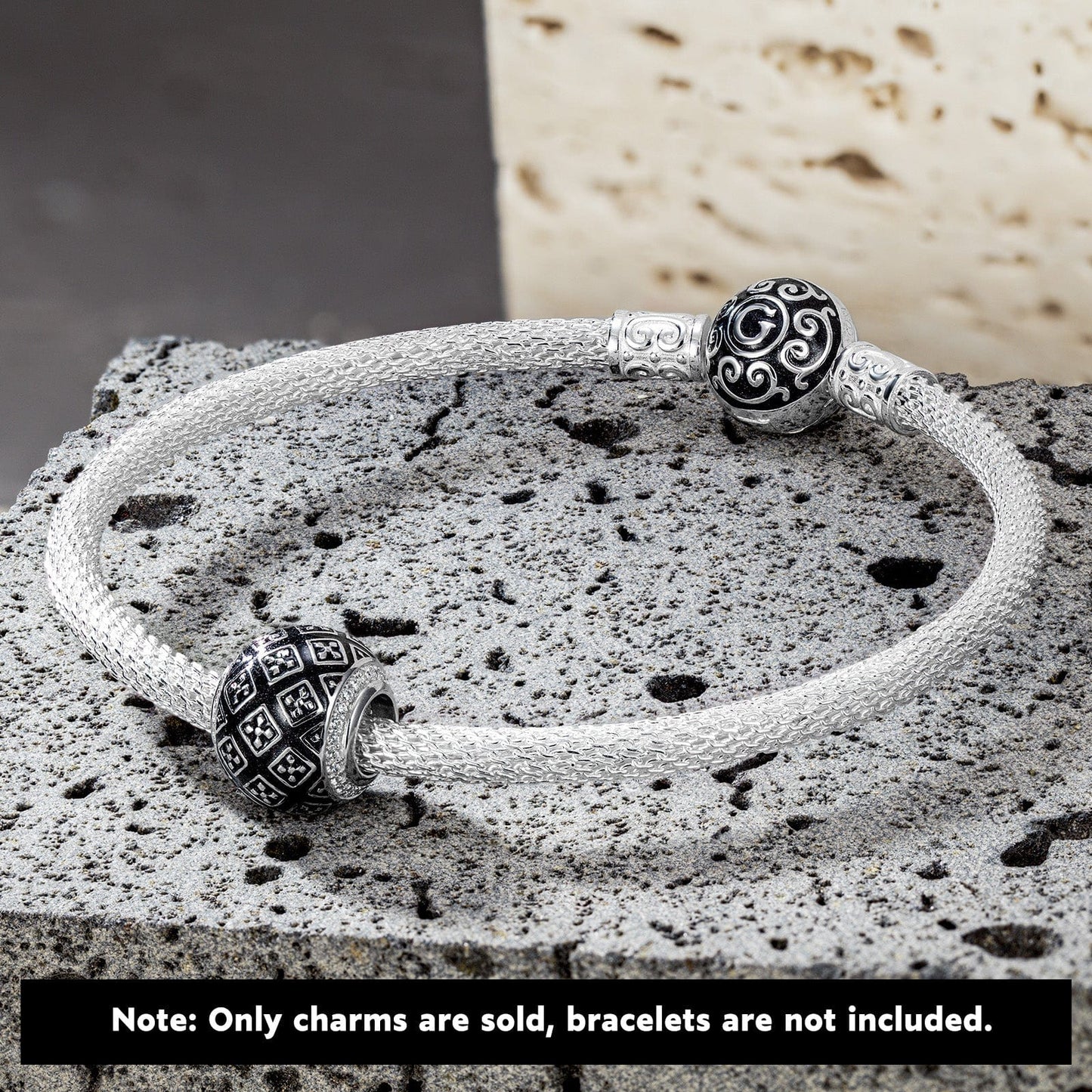 XL Size Supremacy Tarnish-resistant Silver Charms With Enamel In White Gold Plated For Men