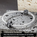 XL Size Flower of Glory Tarnish-resistant Silver Charms With Enamel In White Gold Plated For Men
