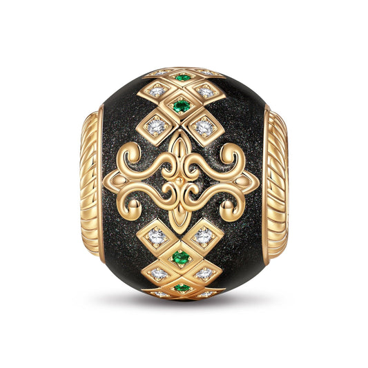 gona- XL Size Flower of Glory Tarnish-resistant Silver Charms With Enamel In 14K Gold Plated For Men