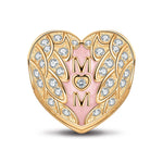 Mother's Love Tarnish-resistant Silver Clips With Enamel In 14K Gold Plated