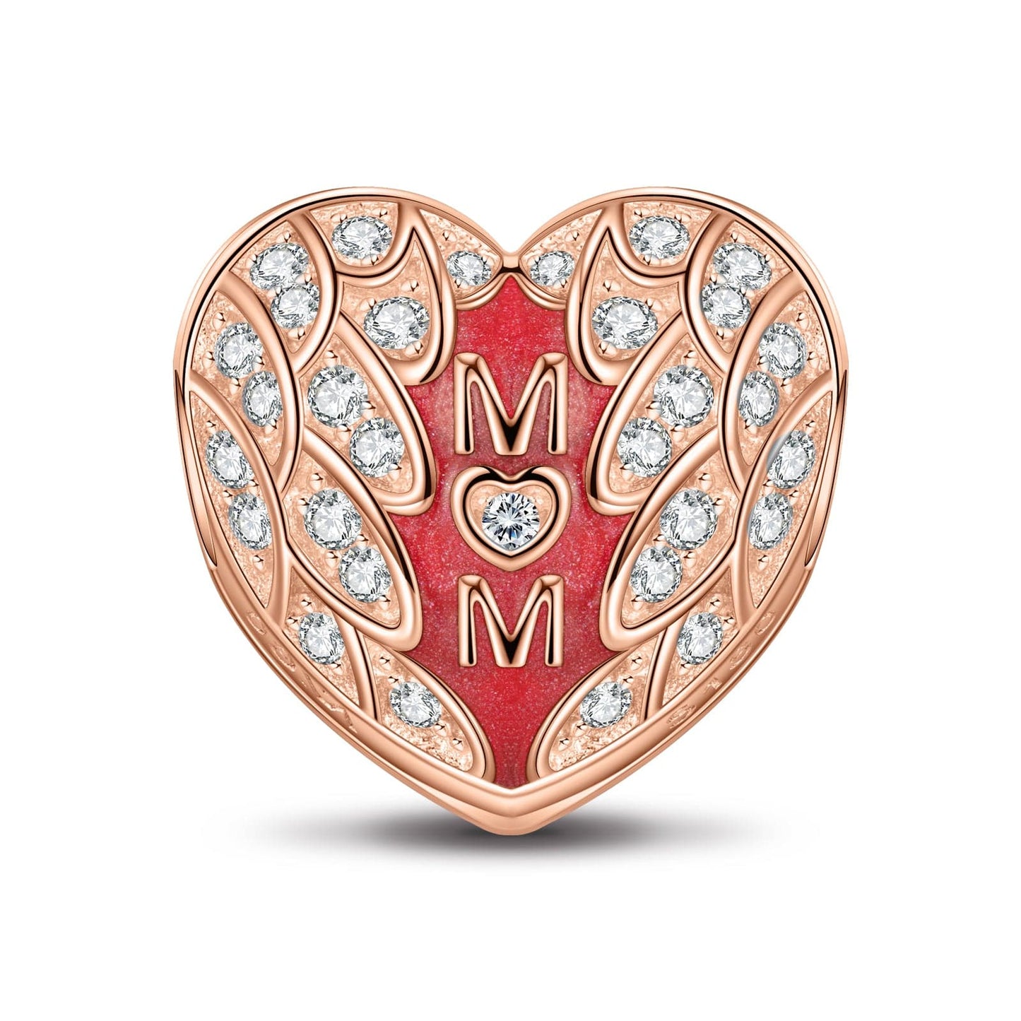 Mother's Love Tarnish-resistant Silver Clips With Enamel In Rose Gold Plated