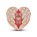 Mother's Love Tarnish-resistant Silver Clips With Enamel In Rose Gold Plated