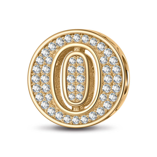 gona- Number Zero Tarnish-resistant Silver Charms In 14K Gold Plated