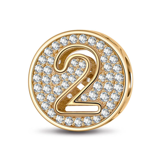 gona- Number Two Tarnish-resistant Silver Charms In 14K Gold Plated