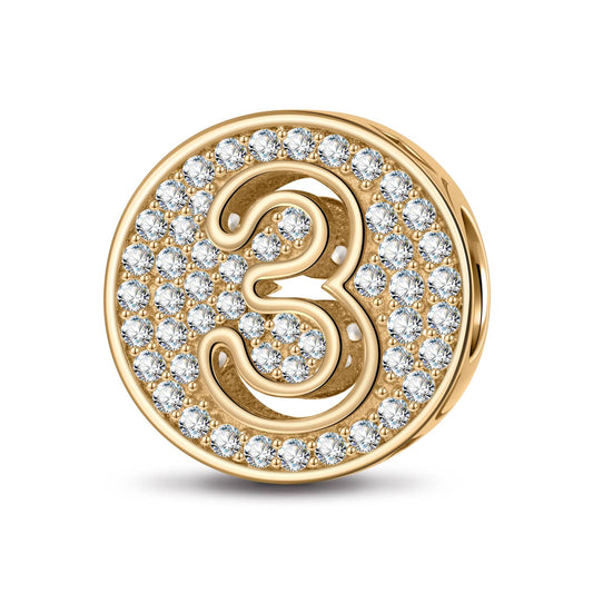 gona- Number Three Tarnish-resistant Silver Charms In 14K Gold Plated