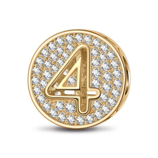 gona- Number Four Tarnish-resistant Silver Charms In 14K Gold Plated