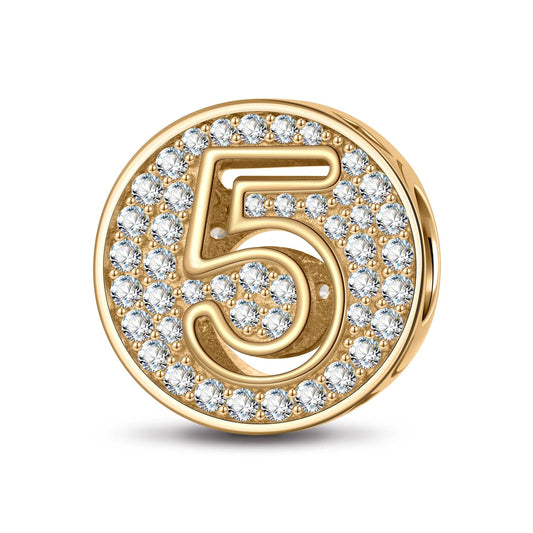 gona- Number Five Tarnish-resistant Silver Charms In 14K Gold Plated