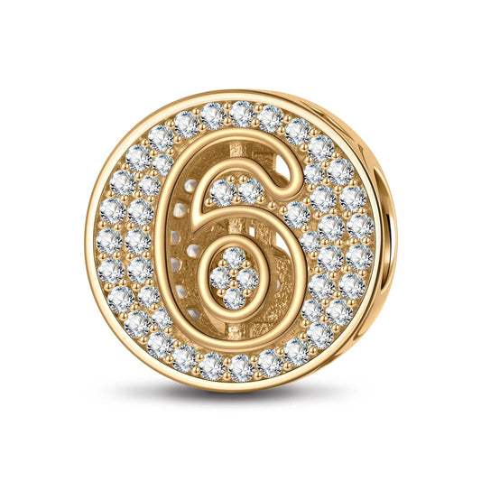 gona- Number Six Tarnish-resistant Silver Charms In 14K Gold Plated