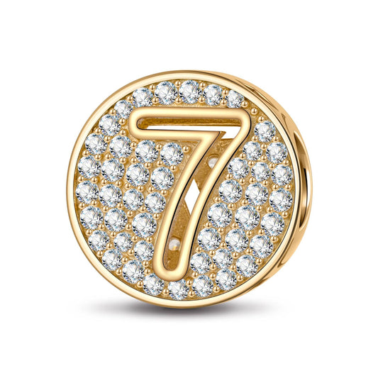 gona- Number Seven Tarnish-resistant Silver Charms In 14K Gold Plated
