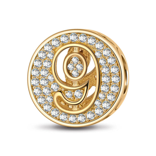 gona- Number Nine Tarnish-resistant Silver Charms In 14K Gold Plated