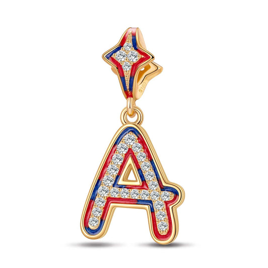 gona- I Love Paris - Letter A Tarnish-resistant Silver Dangle Charms With Enamel In 14K Gold Plated