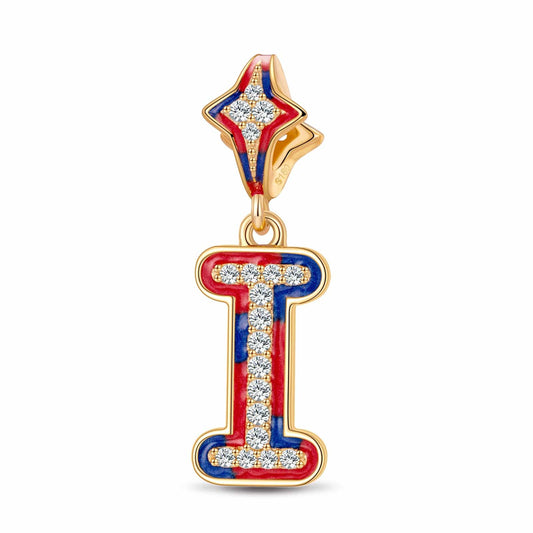 gona- I Love Paris - Letter I Tarnish-resistant Silver Dangle Charms With Enamel In 14K Gold Plated
