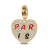 I Love Paris Tarnish-resistant Silver Dangle Charms With Enamel In 14K Gold Plated
