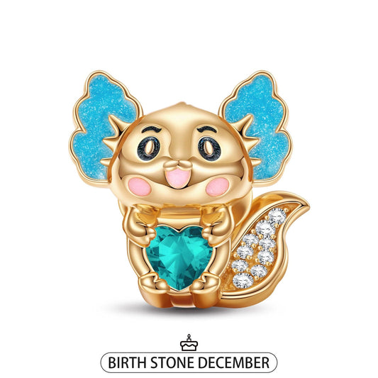 gona- Lovely Axolotl Birthstone Tarnish-resistant Silver Charms With Enamel In 14K Gold Plated - Heartful Hugs Collection