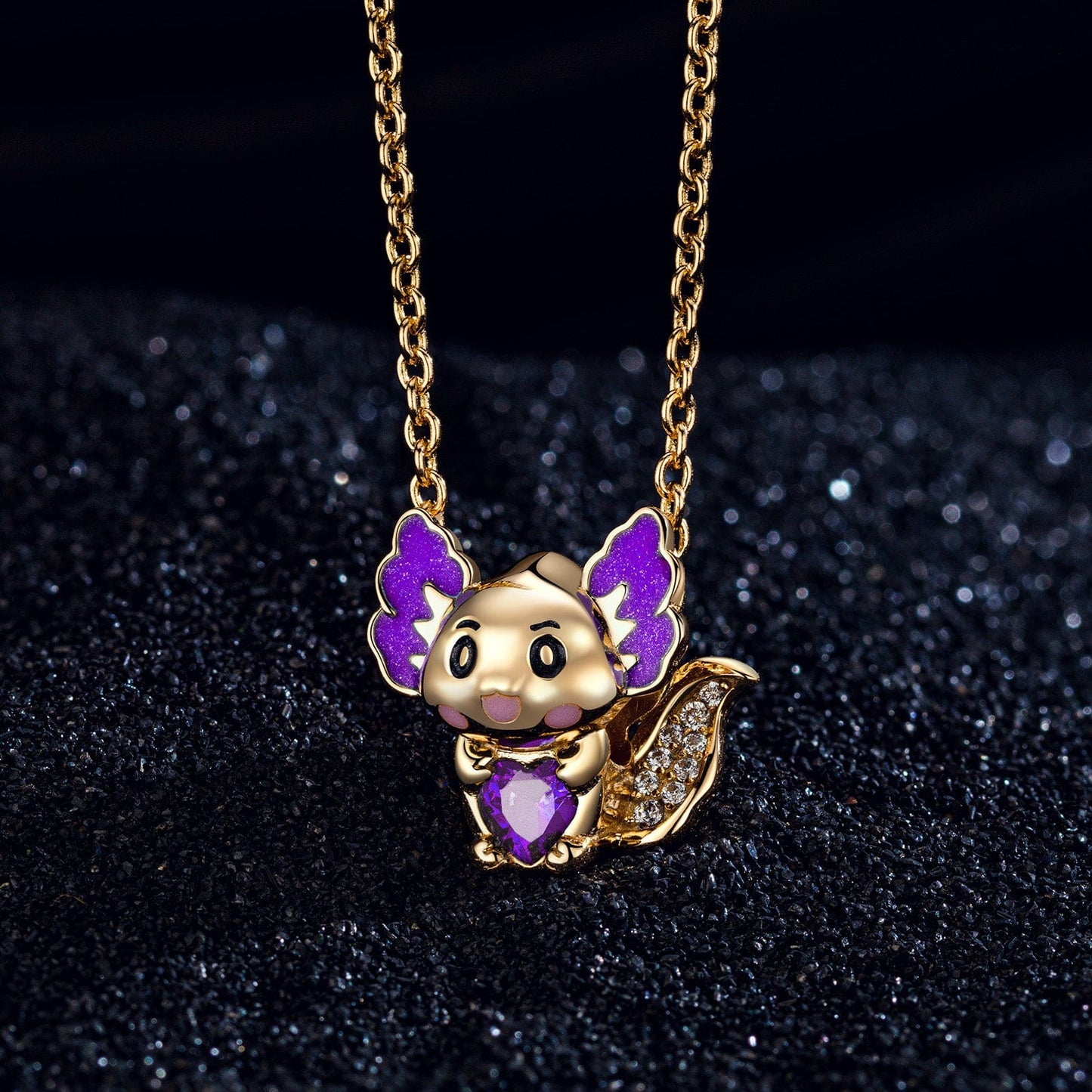 Lovely Axolotl Birthstone Tarnish-resistant Silver Charms With Enamel In 14K Gold Plated - Heartful Hugs Collection