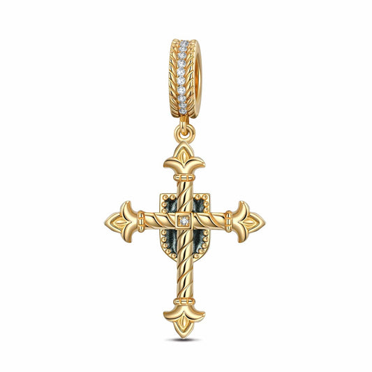 gona- XL Size The Eye of God Tarnish-resistant Silver Dangle Charms With Enamel In 14K Gold Plated For Men