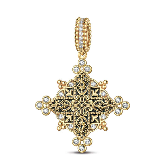 gona- XL Size Light of Glory Tarnish-resistant Silver Dangle Charms With Enamel In 14K Gold Plated For Men