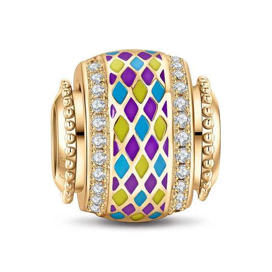 gona- Stained Glass Window Tarnish-resistant Silver Lucky Charms With Enamel In 14K Gold Plated