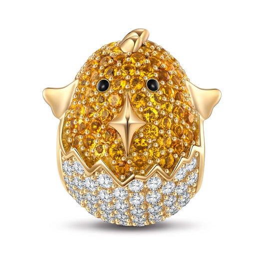 gona- Eggshell Chick Tarnish-resistant Silver Animal Charms In 14K Gold Plated