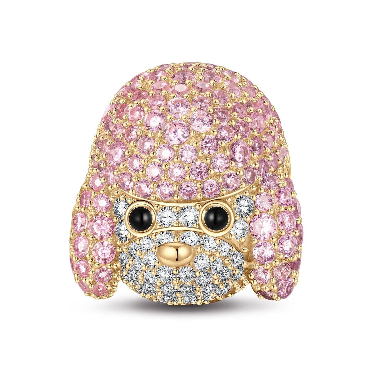 Pink Poodle Tarnish-resistant Silver Animal Charms In 14K Gold Plated