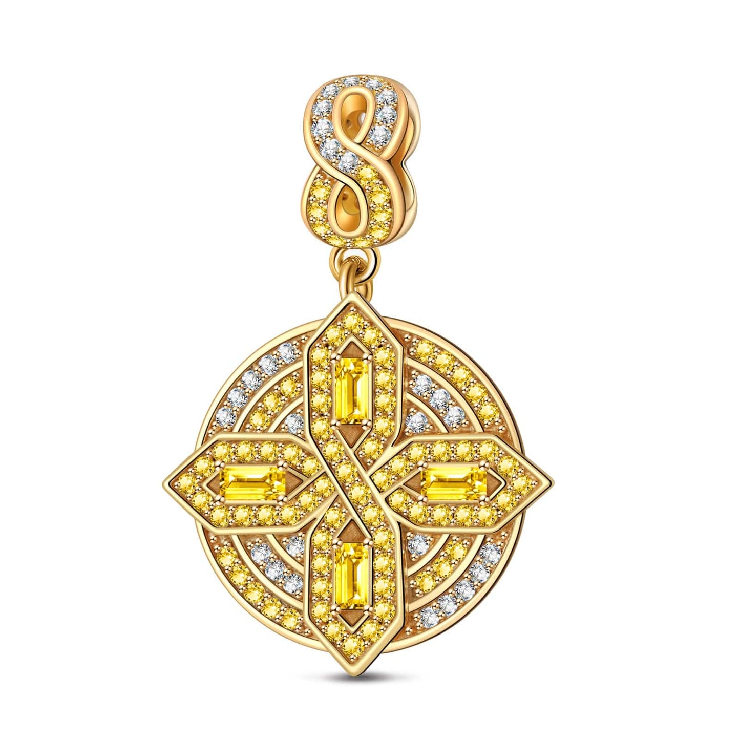 Golden Shield Tarnish-resistant Silver Dangle Charms In 14K Gold Plated