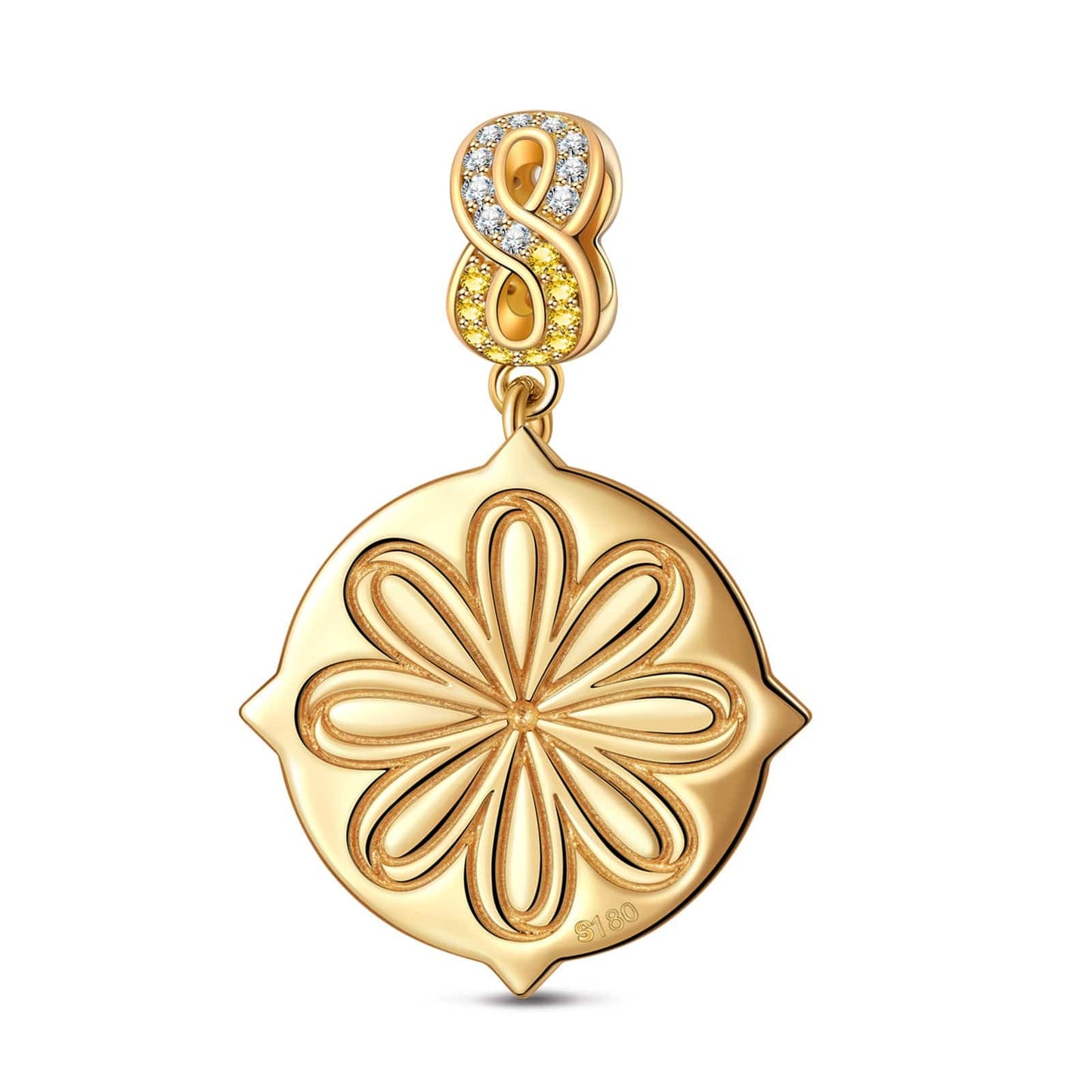 Golden Shield Tarnish-resistant Silver Dangle Charms In 14K Gold Plated
