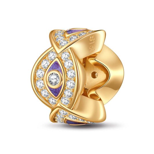 gona- Devil's Eye Tarnish-resistant Silver Spacer Charms In 14K Gold Plated