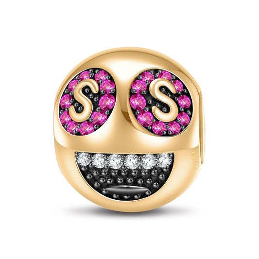 gona- Money-Mouth Face Emoji Tarnish-resistant Silver Charms In 14K Gold Plated