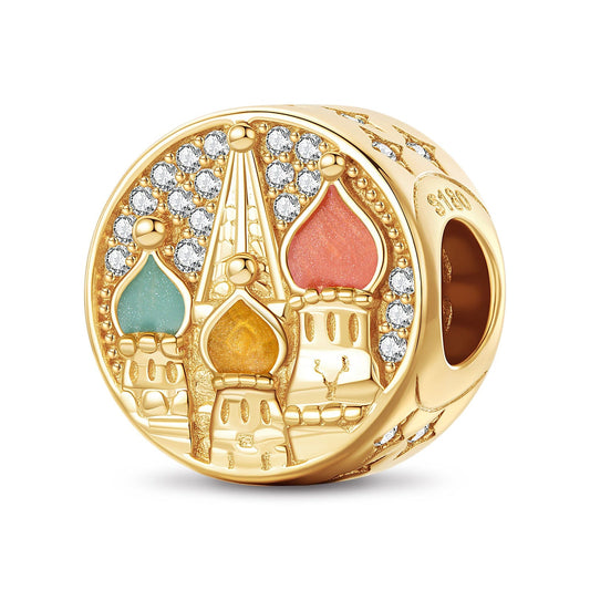 gona- Saint Basil's Cathedral Tarnish-resistant Silver Charms With Enamel In 14K Gold Plated