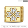Four-Leaf Clover Tarnish-resistant Silver Rectangular Charms In 14K Gold Plated