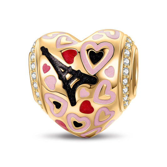 gona- Romantic Eiffel Tarnish-resistant Silver Charms With Enamel In 14K Gold Plated