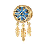 Dreamcatcher XL Size Tarnish-resistant Silver Dangle Charms With Enamel In 14K Gold Plated For Men