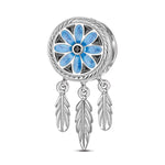 Dreamcatcher XL Size Tarnish-resistant Silver Dangle Charms With Enamel In White Gold Plated For Men