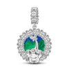 Elephant and Butterfly Tarnish-resistant Silver Animal Dangle Charms With Enamel In White Gold Plated