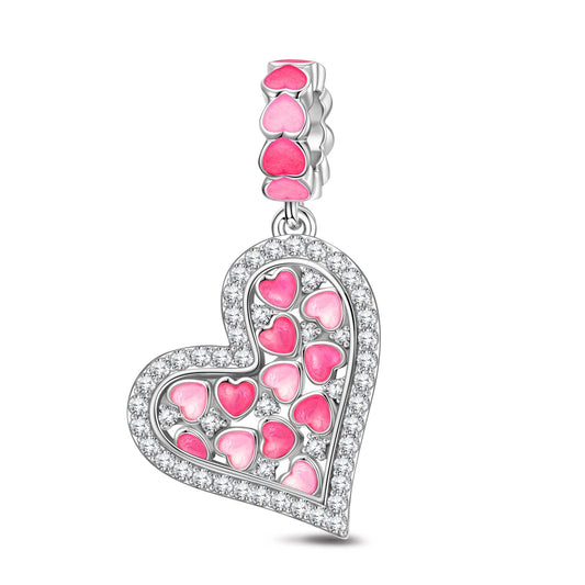 gona- Love is Coming Tarnish-resistant Silver Dangle Charms With Enamel In White Gold Plated