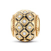 Starlight Chessboard Tarnish-resistant Silver Lucky Charms With Enamel In 14K Gold Plated