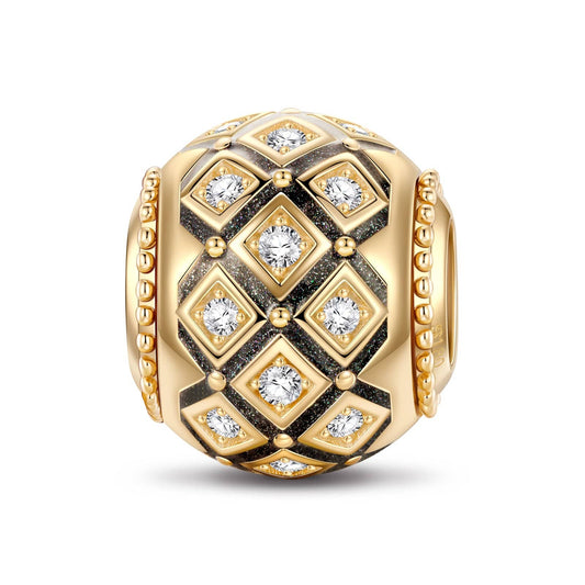 gona- Starlight Chessboard Tarnish-resistant Silver Lucky Charms With Enamel In 14K Gold Plated