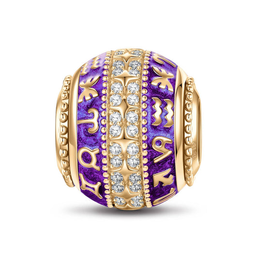 gona- Birth Chart Tarnish-resistant Silver Lucky Charms With Enamel In 14K Gold Plated