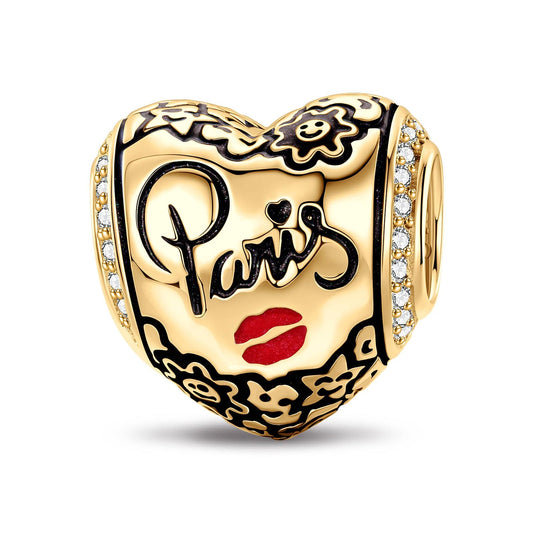 gona- Kiss in Paris Tarnish-resistant Silver Charms With Enamel In 14K Gold Plated