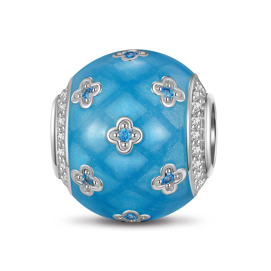 gona- Ice Clover Tarnish-resistant Silver Charms With Enamel In White Gold Plated