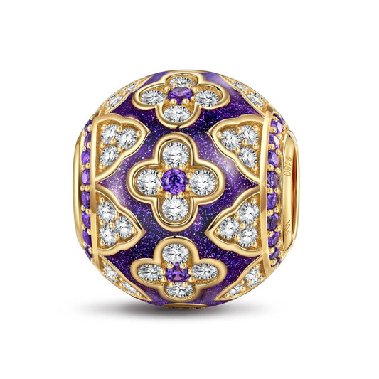 gona- Four-leaf Clover Window Tarnish-resistant Silver Charms With Enamel In 14K Gold Plated