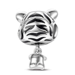 Tiger Baby Tarnish-resistant Silver Animal Dangle Charms With Enamel In White Gold Plated - Heartful Hugs Collection