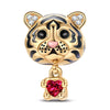 Tiger Baby Tarnish-resistant Silver Animal Dangle Charms With Enamel In 14K Gold Plated - Heartful Hugs Collection