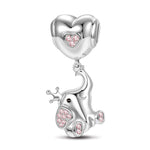 Pink Heart Elephant Tarnish-resistant Silver Animal Dangle Charms In White Gold Plated