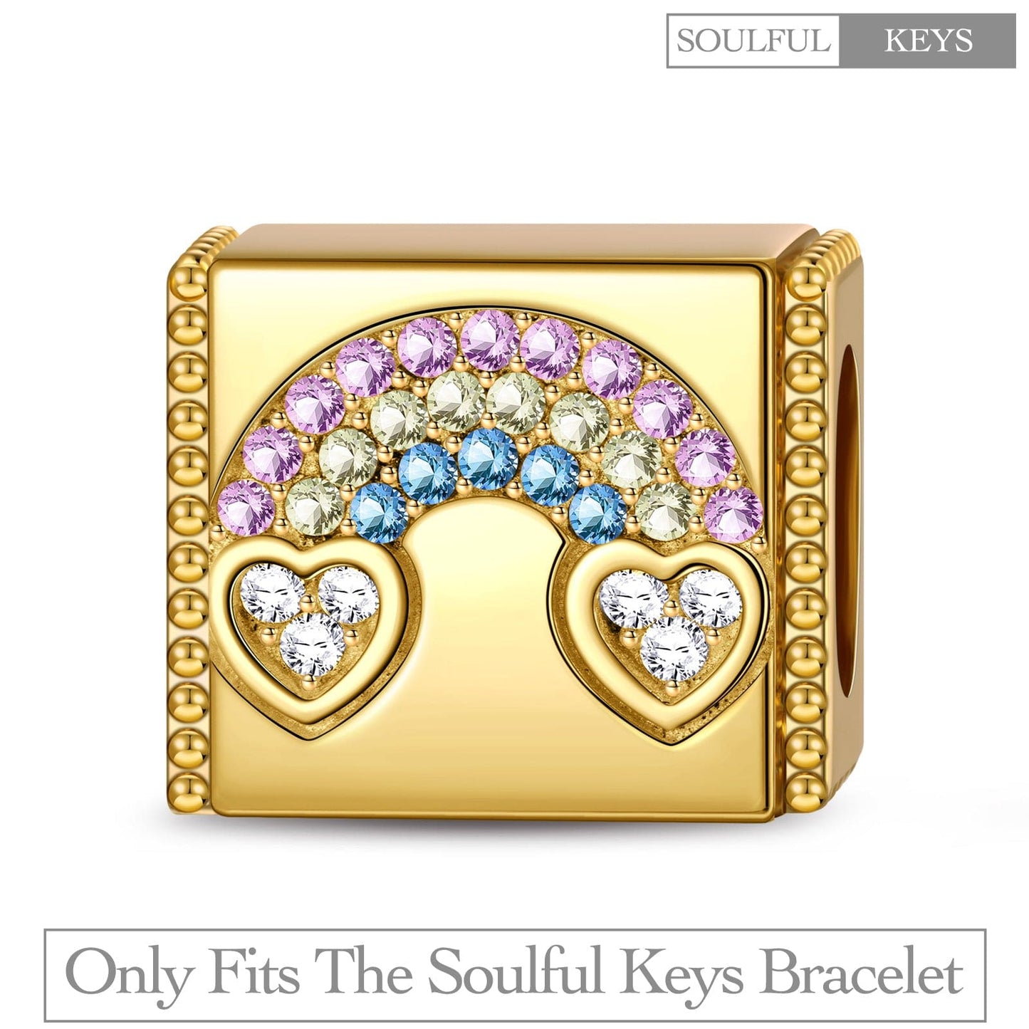 Bridge to Heart Tarnish-resistant Silver Rectangular Charms In 14K Gold Plated