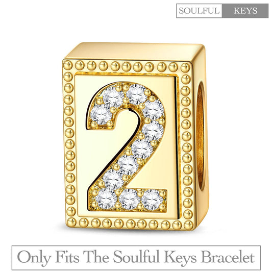 gona- Number Two Tarnish-resistant Silver Rectangular Charms In 14K Gold Plated