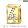 Number Four Tarnish-resistant Silver Rectangular Charms In 14K Gold Plated