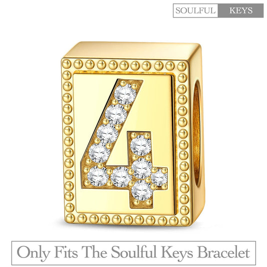 gona- Number Four Tarnish-resistant Silver Rectangular Charms In 14K Gold Plated