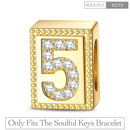 gona- Number Five Tarnish-resistant Silver Rectangular Charms In 14K Gold Plated